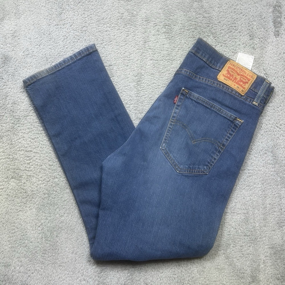 Levi's 514 Straight Leg Jeans Men's 36x30 Medium Wash Blue Denim Stretch EUC